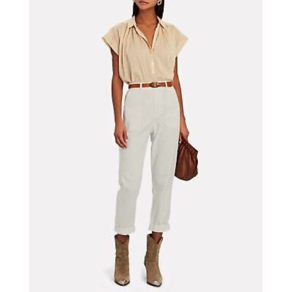 Xirena Tucker Pants Womens Small Tan Off White Casual Cropped Ankle Trousers - Picture 1 of 11